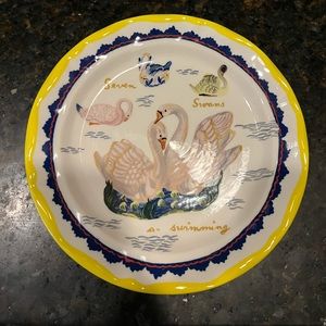 Anthropologie Nathalie Lete 7 Swans A Swimming 12 Days of Christmas Plate